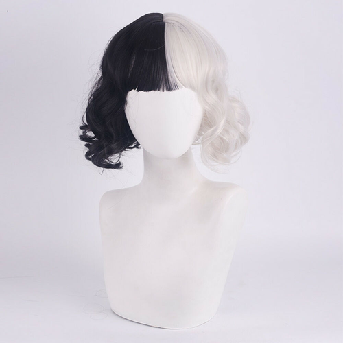 Women Fashion Curly Wig Cosplay Black White Short Curly Hair Synthetic Wigs Uk Ebay