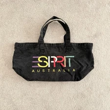 Canvas ESPRIT Australia Vintage Tote Bag Black 90’s Black with multicolored logo