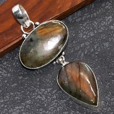 Fiery Labradorite 925 Silver Plated Pendant 2.2
