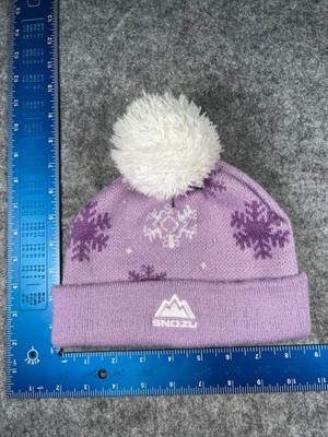 Snozu Beanie Toque Youth Girls 4-6T Purple Fair Isle Knit Acrylic Poly Ski Pom