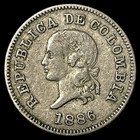 1886 Colombia Five 5 Centavos Coin KM# 183 Lot D4-9 Within Wreath Large Top 5 — photo 6