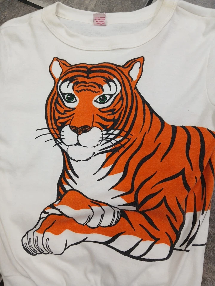 Camisa envolvente Tiger años 70 talla pequeña para mujer verdadera vintage años 70 retro pequeña Foto 3 de 4
