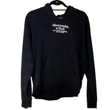 Abercrombie Fitch Black Logo Pullover Hoodie Sweatshirt Size Large