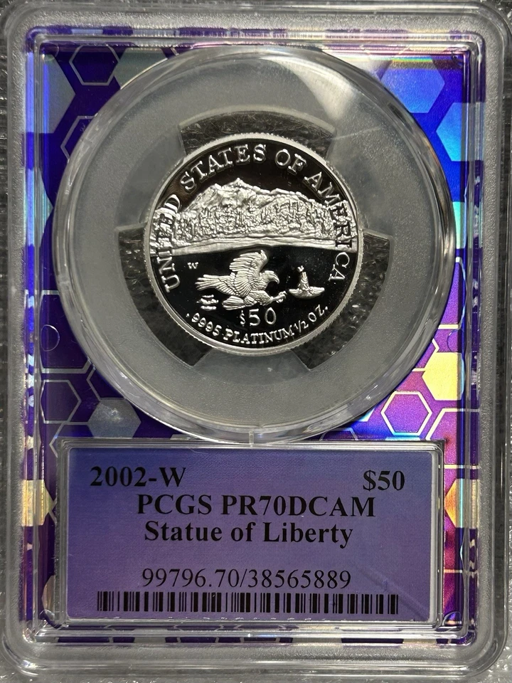2002-W $50 Platinum Eagle 1/2 Oz Statue Of Liberty NGC PF70 Dcam FLASHY! BX10-12 - Image 2 of 4