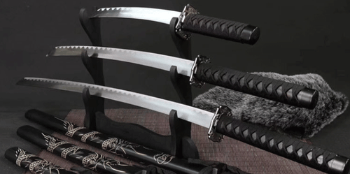 3 pcs Japanese Samurai Sword Set- Katana Wakizashi Tanto 1045 Carbon Steel Blade - Picture 8 of 13