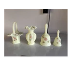 Fenton Hand Painted Art Glass Figurines, Basket, Vase & Bells Floral Collection