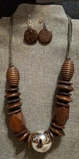 Chunky Boho Chic Statement Necklace And Earring Set Hippie Rustic Tribal Ethnic