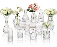 Clear Glass Bud Vase Set of 12 Pcs,Small Bud Vases in Bulk,Glass Crystal Flow...