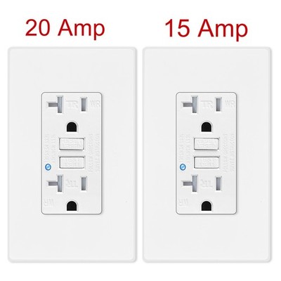 20A/15A 125Volt GFCI Outlet Tamper Weather Resistant Duplex Receptacle ETL White