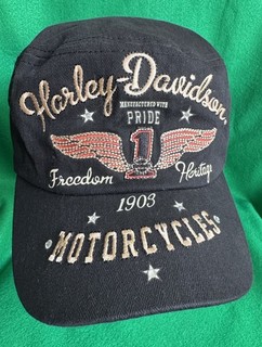 DONNA HARLEY DAVIDSON RICAMATO FREEDOM HERITAGE stile militare cadetto