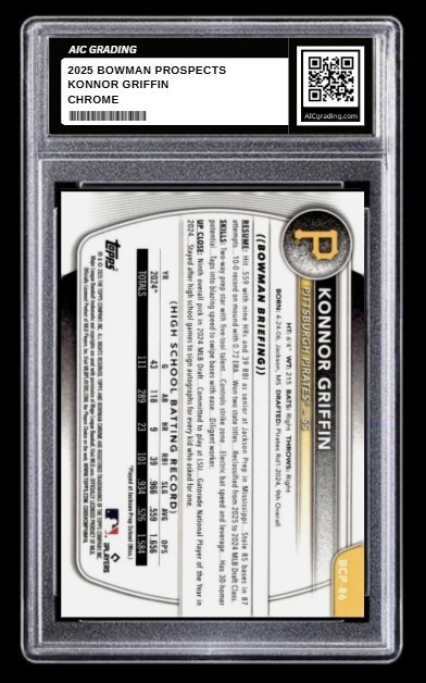 2025 Konnor Griffin Bowman Prospects Chrome Rookie Card #BCP-86 