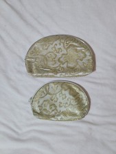 Vintage Style Floral Embroidered Multi Purpose Bag Gold Set Of Two