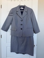 collection for Le Suit women Blue plaid 2- piece skirt suit sz12 with pockets