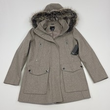 NEW A.N.A. Faux Fur Hooded Coat Womens Petite Small Heather Taupe JC Penny