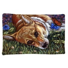Corgi Pastel Butterfly Fabric Standard Pillowcase 7325PILLOWCASE