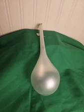 Vintage JIM MARVIN Glacier White 9" Handblown Glass Teardrop Ornament