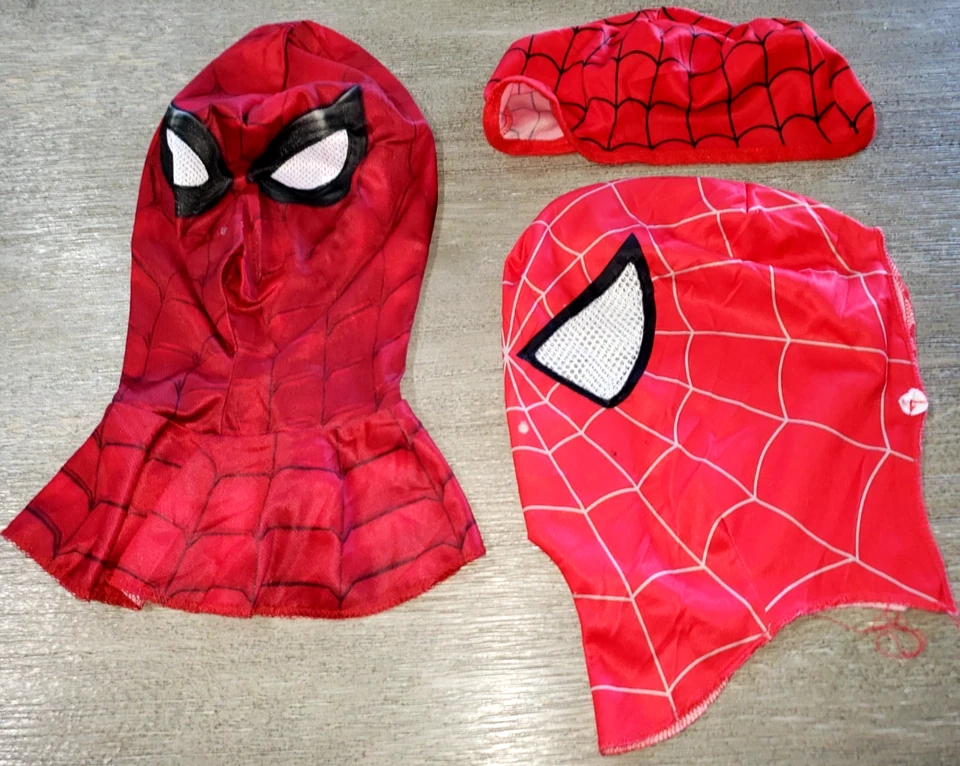 2 boy SPIDERMAN MASKS FABRIC HAT HEAD COVERS ASST STYLES HALLOWEEN PRETEND PLAY - Image 1 of 1