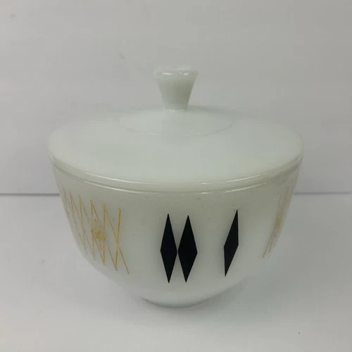 VTGFederal Glass Vintage 70's BLACK DIAMOND 1 1/2 Quart Casserole Bowl w Lid