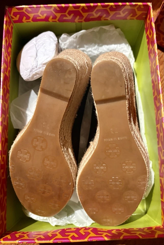 TORY BURCH ALPARGATA PLATAFORMA REVA DORADA ARCO LONA NEGRO CUÑAS 7 Foto 4 de 4