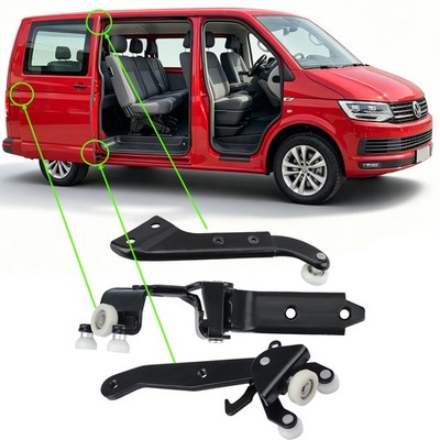 3X ROLLENFÜHRUNG SCHIEBETÜR OBEN+MITTE+UNTEN FÜR VW TRANSPORTER T5 MULTIVAN 03-