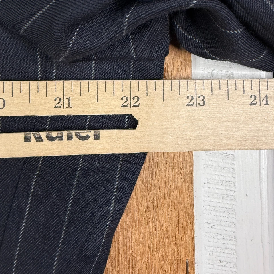 Jones New York Suit Mens 42R Navy Blue 3 Button Chalkline 100% Wool 3 Piece Vest - Image 3 of 4