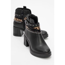 Prologue Shoes Boliva Buckled Chain Block Heel Boot (Women)