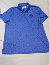 Original Penguin Munsingwear Men  s L/G Blue Graphic Print Slim Fit Golf Polo