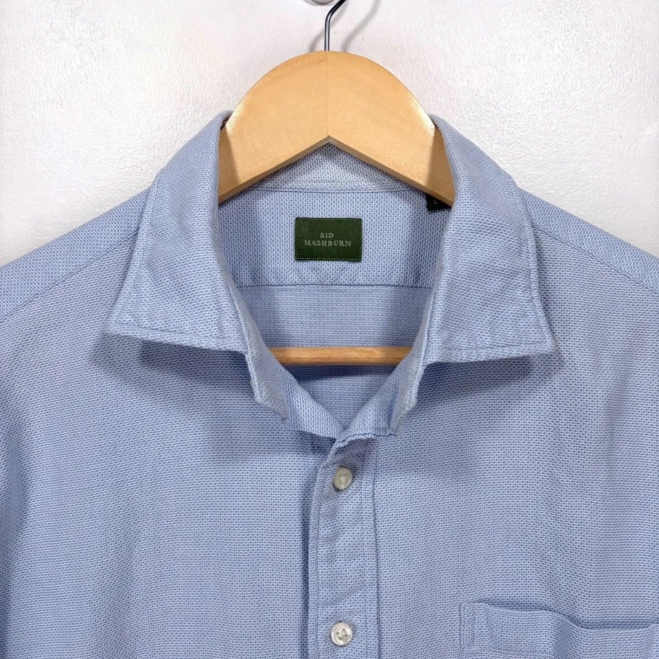 Sid Mashburn 牛津正装衬衫男式大号浅蓝色 100% 棉口袋 — 第 4/4 张图片