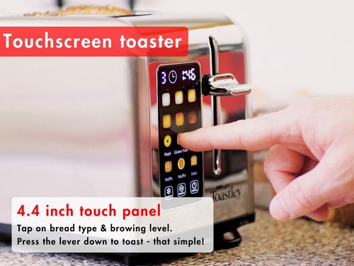Toastley Smart Toaster 2 Slice, Wide Slots, Touch Control, Digital Timer, Silver - Picture 12 of 19