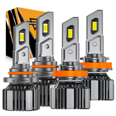 AUXBEAM H11 9005 LED Headlight Kit High Low Beam Bulbs Super White 6500K Canbus