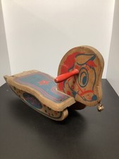 1950  s Child  s  Spotty  Wooden Rocking Horse Mid Century Toy