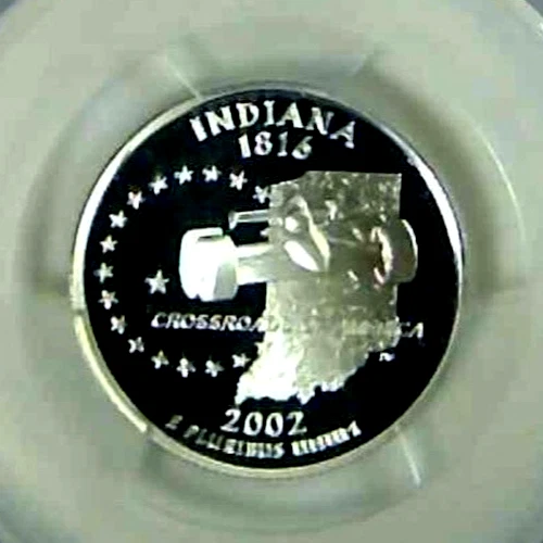2002-S 25C State Quarter Indiana PCGS PR69 DCAM 90% Silver 23luos0104 - Image 3 of 4