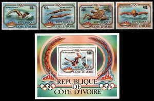 Ivory Coast 1983 #C76-80 MNH Airmail/Los Angeles Summer/Olympics/Swimming
