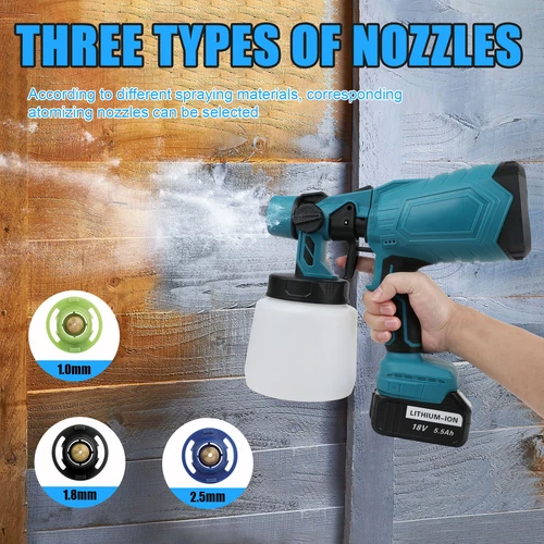 Spray Gun Cordless Fence Wall Paint Sprayer Electric Airless HVLP Car Spraygun - Picture 5 of 14