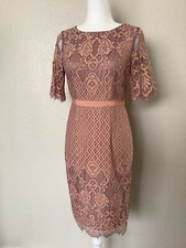 Adrianna Papell Blush Floral Dress Lace Knee Length Womens Size 4
