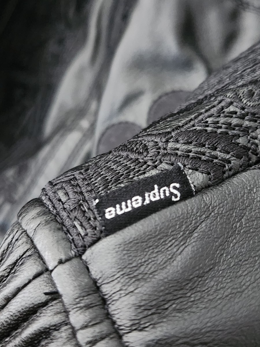 FW16 Supreme Court Cards Hooded Leather Jacket Lambskin black