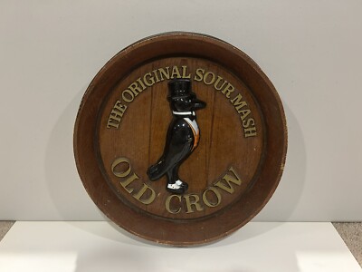 Vintage Rare 1950s Old Crow Barrel Top Whiskey Faux Sign 16 