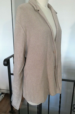 NWT Eileen Fisher Lofty Recycled Cashmere Blazer Cardigan Sweater Almond XL $528