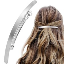 4inch Silver Hair Barrette Large Hair Clip Metal French Wedding Prom Fancy Ha...