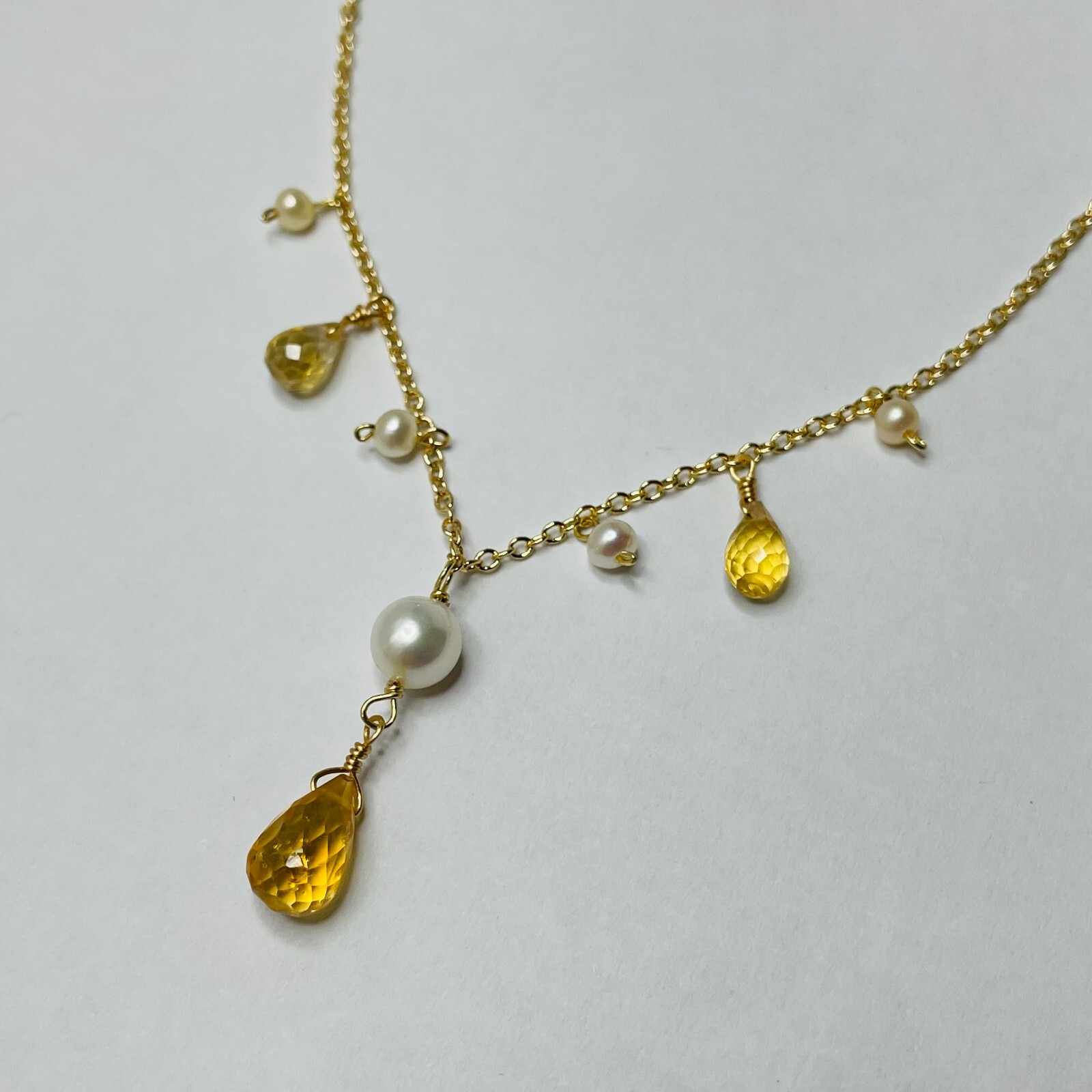 Collier en Gold Filled de haute qualité avec véritables perles d'eau douce et citrine