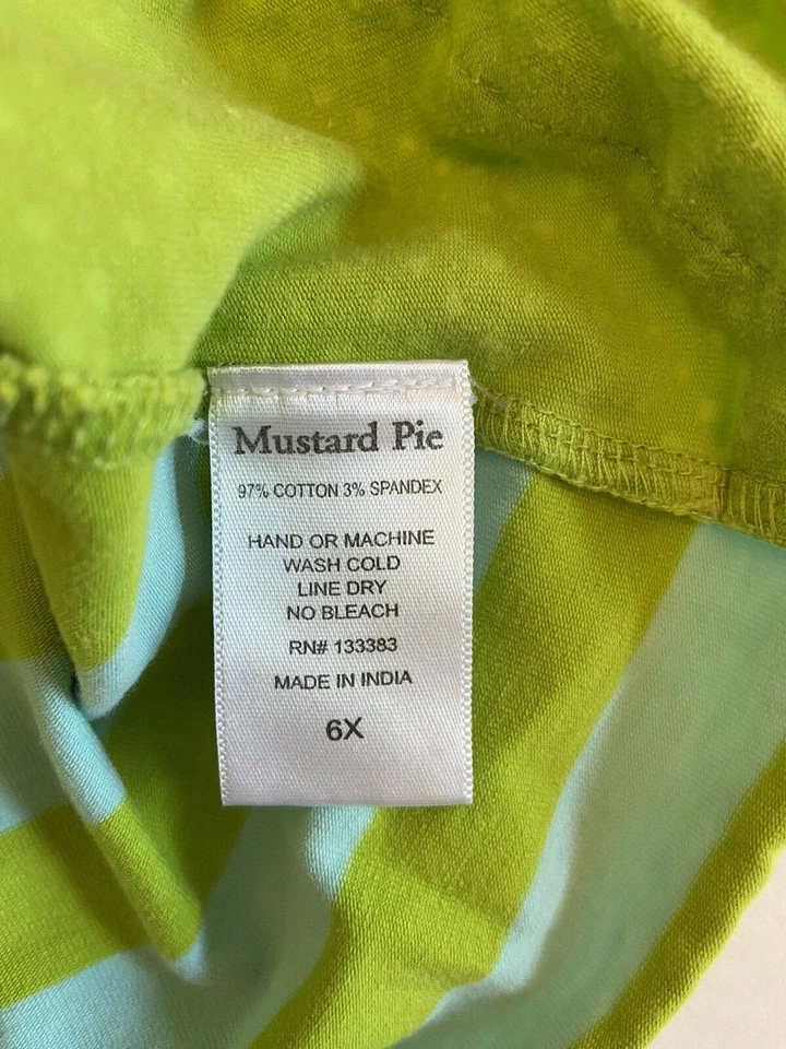 Mustard Pie Girls Size 6X Aqua Blue Green Ruffle Polka Dot Stripe Tank Top Knit - Image 4 of 4