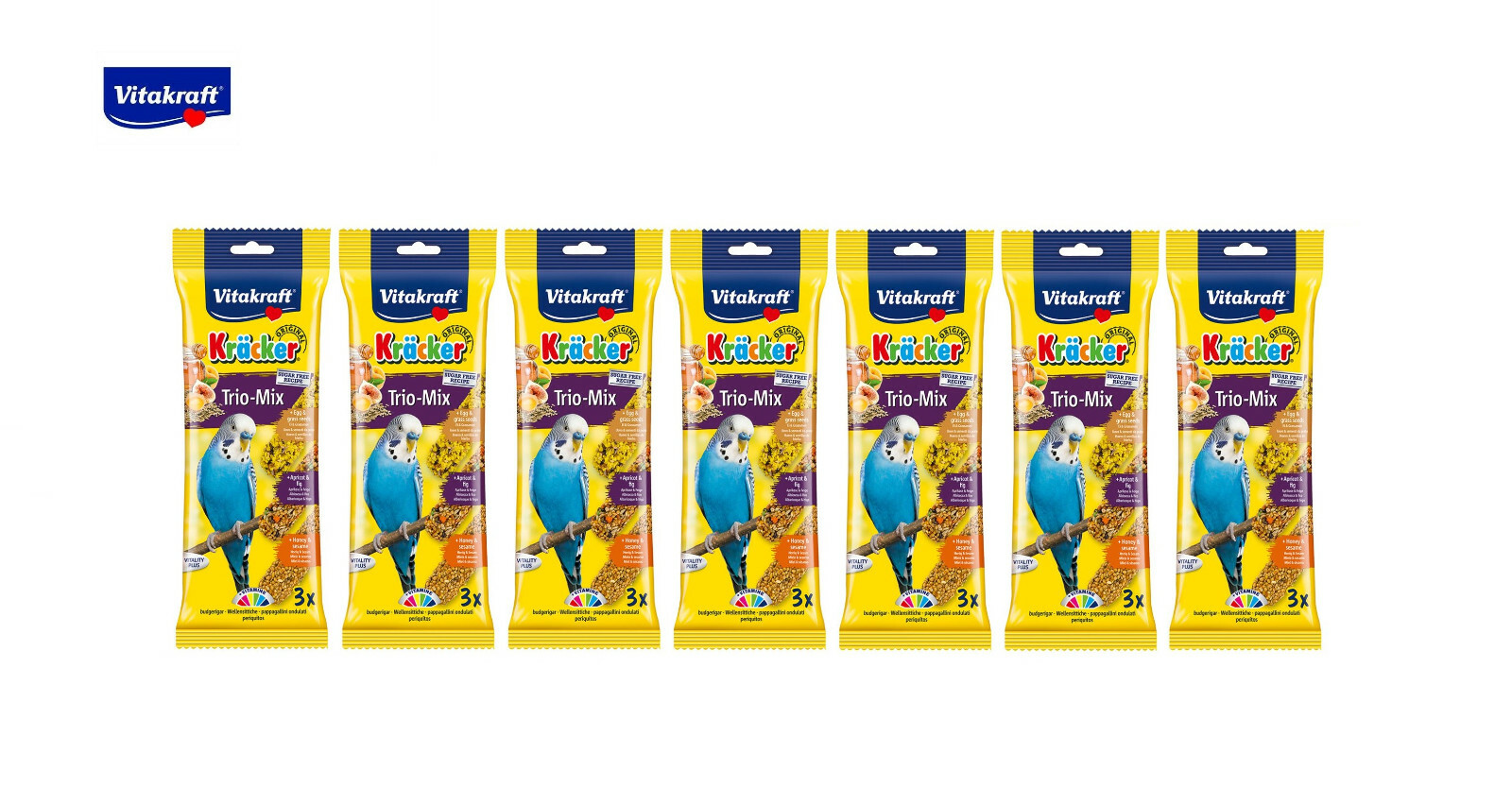 VITAKRAFT TRIPLE HONEY EGG & FRUIT 7 PACKS 21 STICK BUDGIE BIRD CAGE TREAT 30386