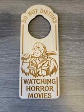 Do Not Disturb Jason Watching Horror Movies Door Hanger Sign Friday the 13th