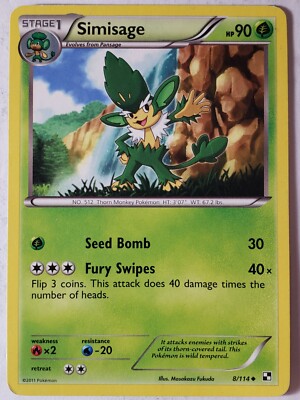 Simisage 8/114 LP - Black White Pokemon Card - Masakazu Fukuda Art | eBay