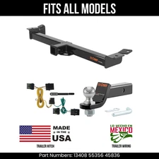 For 1997 Jeep Wrangler Trailer Hitch 4 Pin Wiring 2" Ball Fits All Curt 4K 2"