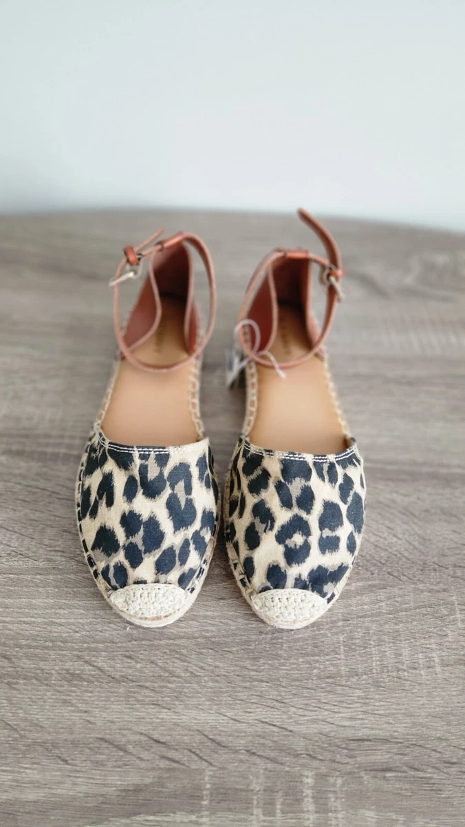 New Old Navy Leopard print Canvas Ankle Strap Flat Espadrilles