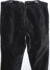 French 1940s Buckle Back Black Thick Corduroy Work Chore Peasant Pants W46