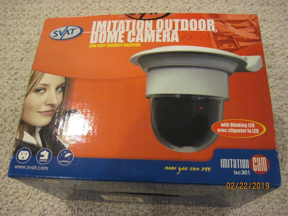 Имитация наружной купольной камеры безопасности SVAT, ISC301, мигающий красный светодиод, аккумулятор - Изображение 2 из 4