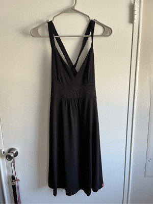 EDCO XS Black Tank Dress Cross Back A Line Goth Wimsigoth Casual Cover Up Lightw