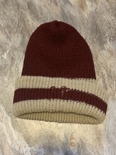Vintage Knit Winter Hat - Maroon/Beige - Unisex